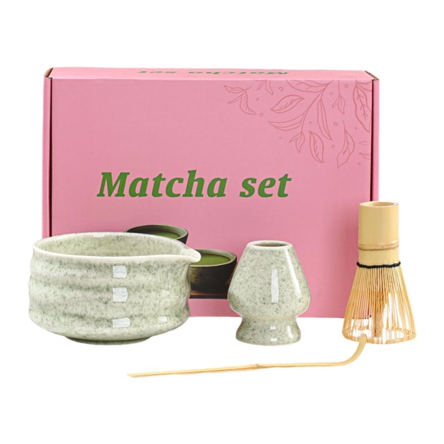 Juego de Matcha, tazón de cerámica con para amantes del té, elegante y resistente batidor de matcha, juego de té japonés, accesorios para Verde gris
