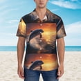 thumbnail image 4 of Lsque Sunset Dancing Dolphin pattern Hawaiian Shirt for Men, Unisex Summer Beach Casual Short Sleeve Button Down Shirts-Large, 4 of 9