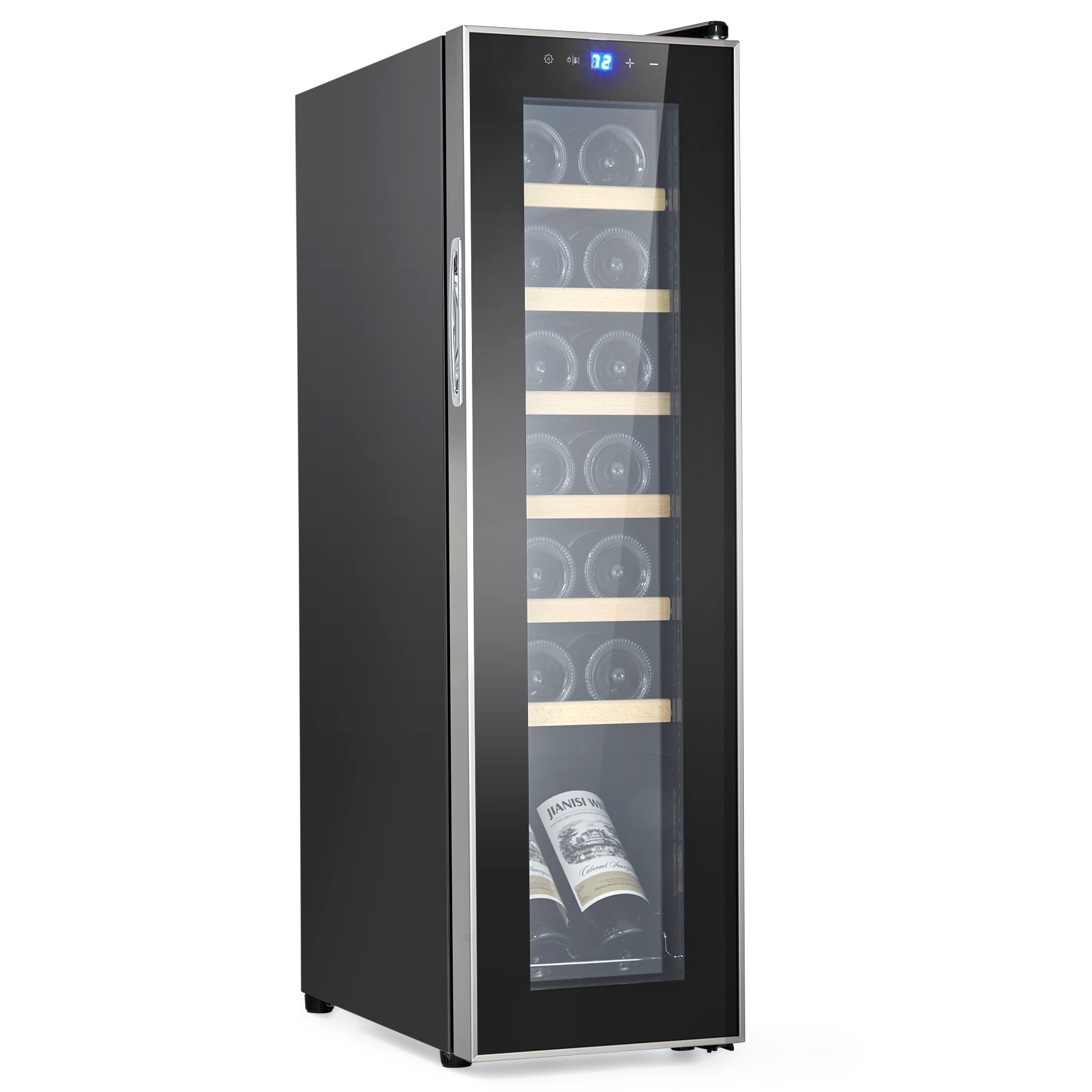 Mini Fridge, Wine and Beverage Refrigerator 24 Inch, Dual Zone Wine Beverage Cooler, Built-In or Freestanding Lockable Cooler with Adjustable Feet, 20 Bottles and 88 Cans Capacity