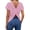 Pink, variant on Backless Cross V-Neck Top for Women - Short Sleeve Graphic Print Tee, Sexy Open Back Blouse for Women's Summer Party & Casual Outfits Beige L