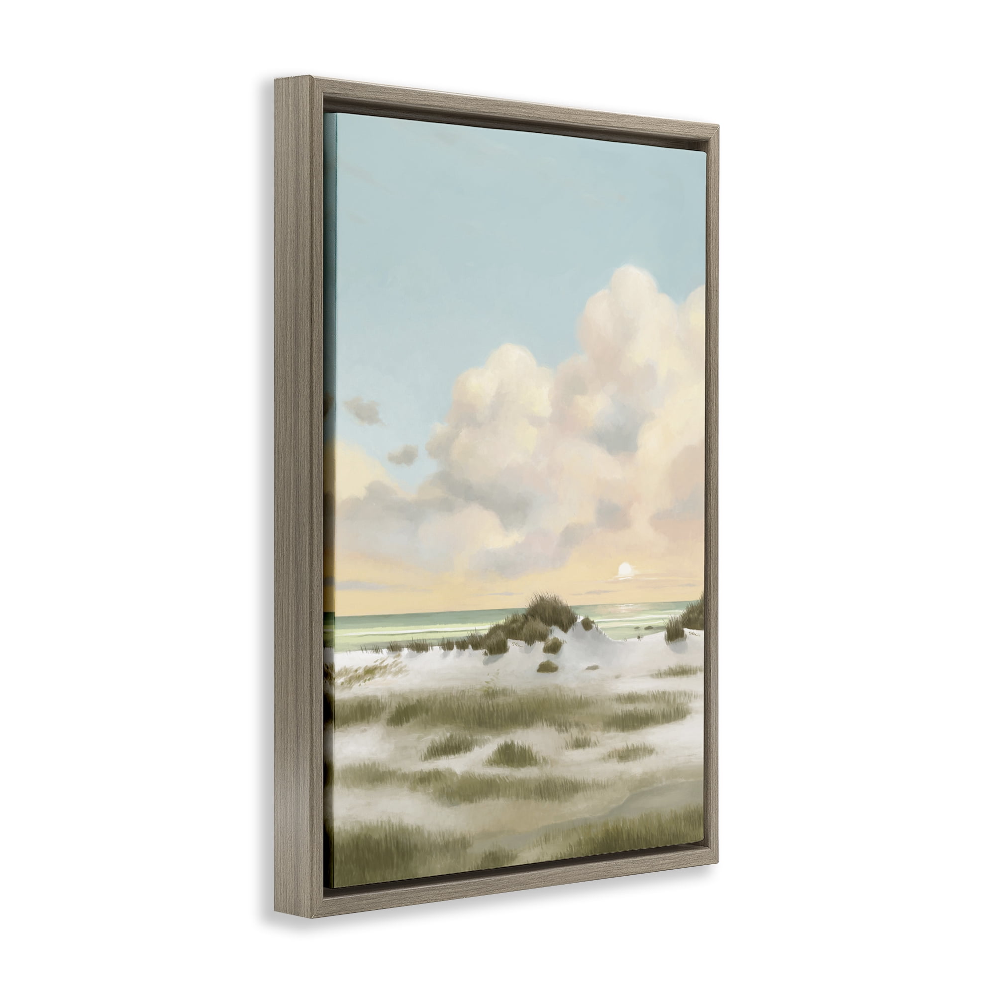 Stupell Industries Land & Sea Painting Landscape Painting Brown Floater Framed Canvas Art Print Wall Art, 21 x 31