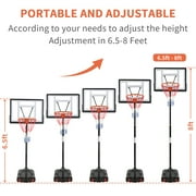 Ktaxon 33 In. Portable Basketball Hoop Stand, 6.5-8 ft Adjustable Basketball Goal System, with PVC Backboard Indoor/Outdoor