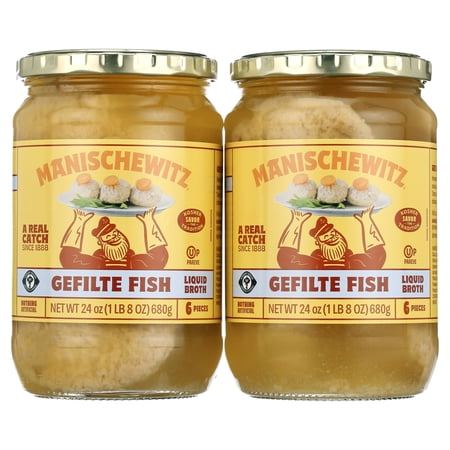 Manischewitz Gefilte Fish in Liquid Broth Kosher for Passover 24-ounce (Pack of 2)
