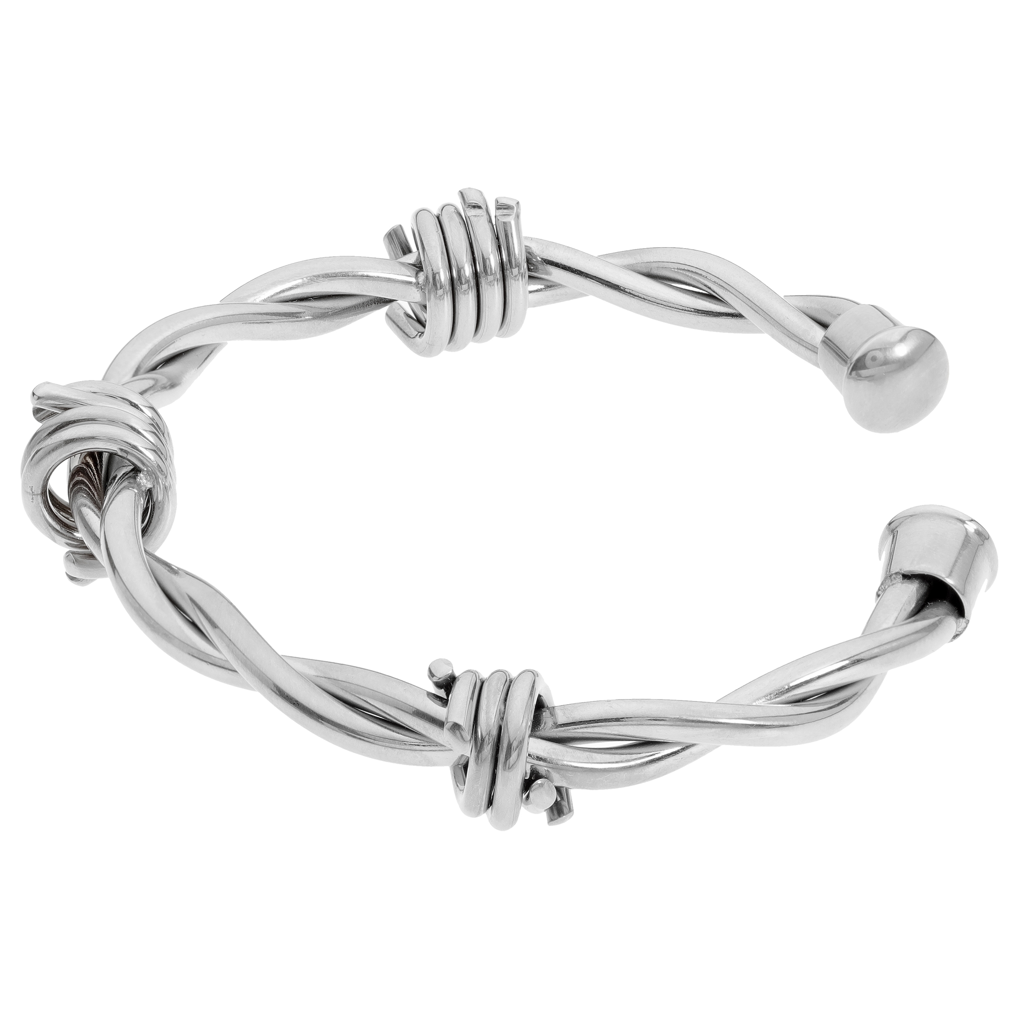 Metro Jewelry Men's Stainless Steel Barbed Wire Bangle Bracelet - 11mm Wide, 8.25" Long, Black/Rose Gold Options - View #3