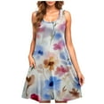 thumbnail image 2 of TOPUUTP Summer Dresses for Women Sleeveless Floral Print Spring Casual Dresses Party Beach Tank Swimsuit Coverup Loose Crew Neck Flowy Pockets A-Line Sundress Light Blue S, 2 of 5