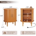thumbnail image 6 of Mid Century Modern Nightstand with Charging Station, Fluted Accent Side Table with Sliding Door & Adjustable Shelf, End Table for Small Space, Living Room, Bedroom,Sofa Couch(1, Yellow), 6 of 9