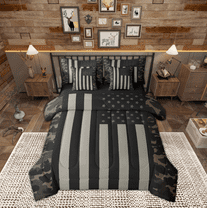 Manfei Camouflage 7-Piece Twin Bedding Sets,Minimalism Geometric Stripes Bedding Comforter Set,Gray Black Green Sheet Sets For Girls Boys,Super Cozy Room Decor Reversible