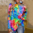 thumbnail image 2 of Fesfesfes Clearance Tops for Women Printed Tie-Dye Crewneck Long Sleeve Casual Tee Tops Blouse, 2 of 5