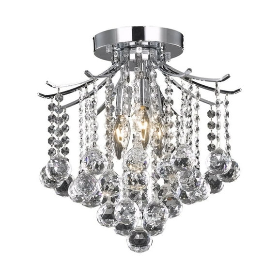 Living District Amelia 3-Light Transitional Metal Flush Mount in Chrome Finish