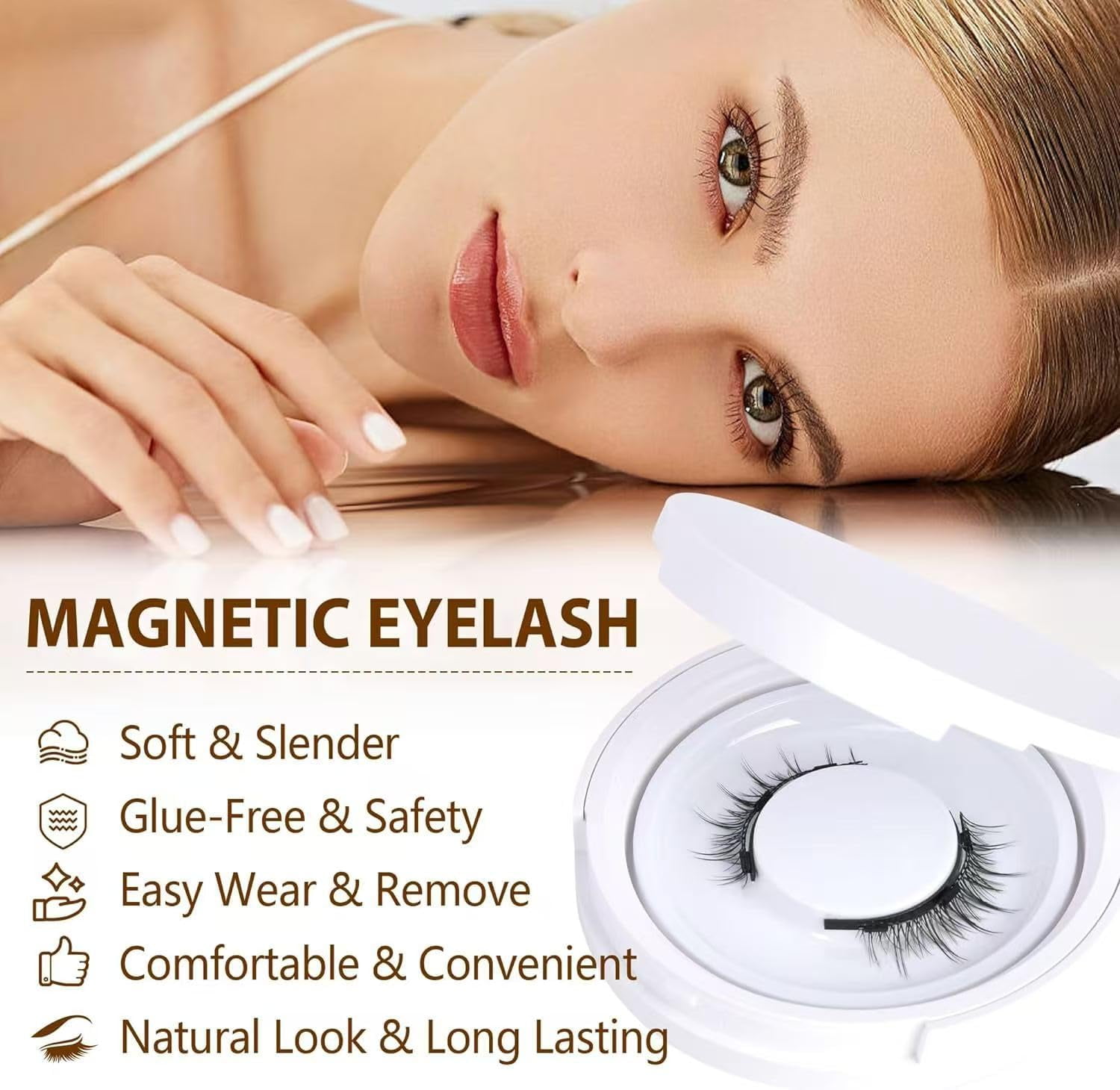 Enjuvie Magnetic Eyelashes Kit Asian, 2025 Reusable Magnetic Lashes Natural Look