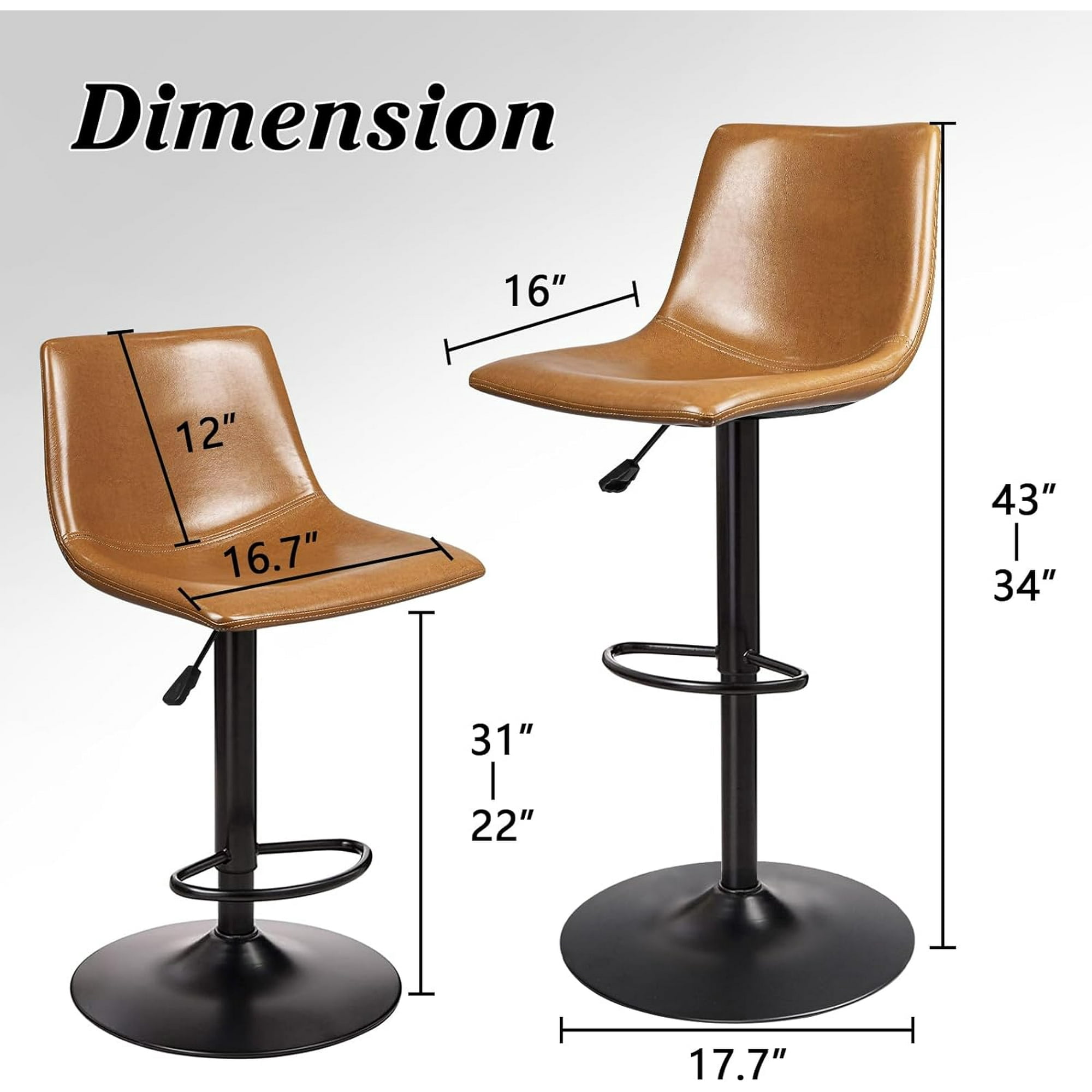 Vitesse Bar Stools Set of 4 Modern Swivel Bar Chairs, Barstools Counter Height with High Backrest, Adjustable Faux Leather Upholstered Bar Stool for Bar, Kitchen, Dining Room
