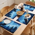 thumbnail image 5 of Black Wolf Night Placemats Set of 6 Abstract Forest Silhouette Starry Place Mats Indoor Wipeable Table Mats Washable Cloth Dining Table Placemats for Kitchen Holiday Party Home Decor 13x19 Inch, 5 of 9