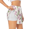 thumbnail image 1 of Balery Tulips Flowers Pantalones cortos deportivos para mujer con forro y dos bolsillos, elásticos, para entrenamiento, gimnasio, yoga-Medium, 1 of 7