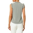 thumbnail image 3 of INSPIRE CHIC Women's Ruffled Sleeveless Pullover V- Neck Work Blouses Tops Grey S, 3 of 6