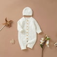 thumbnail image 4 of Otqutp Toddler Clothes Set for Party Boy Girl Solid Knitted Sweater Baby Jumpsuit Romper Cotton Caps Outfits Sets Elastic Waist 2PCS Fall Winter Clothes, 4 of 8