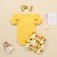 thumbnail image 5 of Dooleck Baby Girl Summer Clothes Infant Ribbed Ruffle Bodysuit Floral Shorts Outfit, 5 of 8