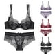 thumbnail image 2 of Gibobby Ropa interior mujer sexy Lencería de Malla Sexy para Mujer Conjunto de Ropa Interior de Vendaje Envoltura de Pecho Bragas Huecas Conjunto de Sujetadores(Negro, 85C), 2 of 3