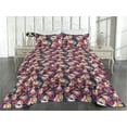 thumbnail image 2 of Ambesonne Ginko Leaves Quilted Bedspread Set 3 Pcs, Psychedelic Leafy Art, Queen, Dark Indigo Magenta, 2 of 4