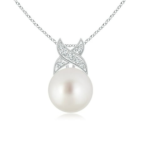 14 Mm South Sea Shell Mother's Day Jewelry - South Sea Cultured Pearl Pendant with Criss Cross Bale in 14K White Gold (9mm South Sea Cultured Pearl) - SP0862SSPRD-WG-AAA-9 ()