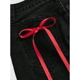 thumbnail image 3 of Black 3 Bow-Adorned Denim Mini Skirt With Red Ribbon Pockets, 3 of 8