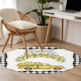 thumbnail image 4 of Yellow Lemon Round Area Rug 3Ft Washable Small Circle Rugs for Kitchen Entryway, Summer Country Truck Floral Botanical Black Plaid Non-Slip Carpet Floor Mats Indoor Outdoor Carpet Runner Home Decor, 4 of 8