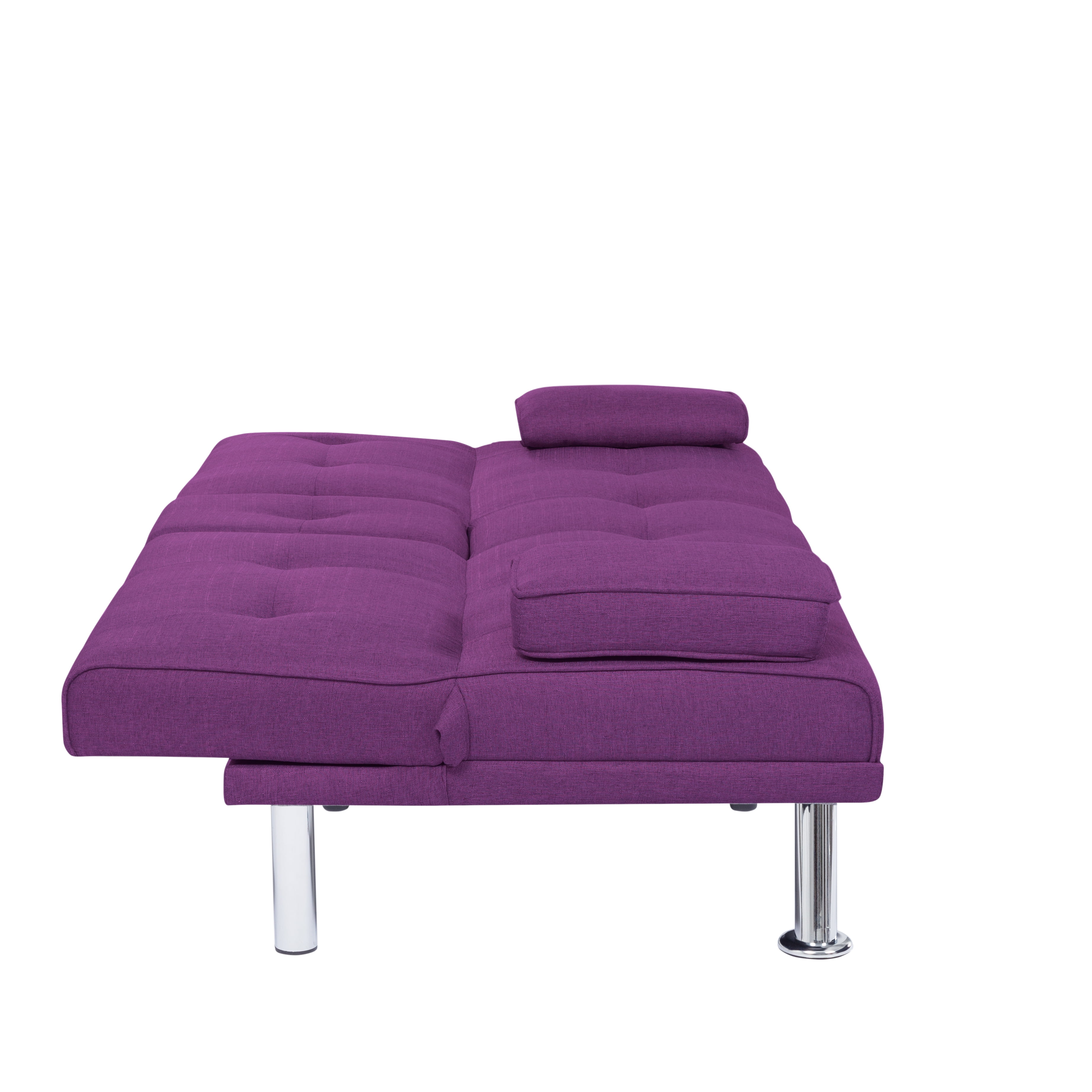 BSHTI 66.3 inch Futon Sleeper Sofa Bed,Twin Size Futon Sleeper,Purple Polyester Upholstery Sofa Bed,for your Home,Office,and Guest Room
