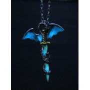 QQTDFG Men Western Dragon Charm Glow in the Dark Necklace for Men Jewelry for Men-default