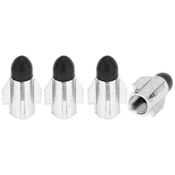 4 Pcs Rocket Launcher Style Tire Valve Stem Caps Decorative Tyre Valve Dust Covers 7x28mm Silver Tone Aluminum Alloy