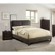 thumbnail image 3 of California King Size Bed 1pc Bed Set Brown Faux Leather Upholstered Two-Panel Bed Frame Headboard Bedroom Furniture My Lux Decor Round, 3 of 6