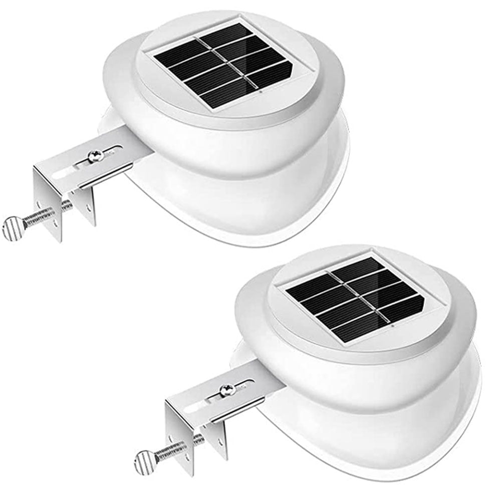 Solar Gutter Lights Outdoor 2 Pack, 9 LED Deck Fence Lights Waterproof