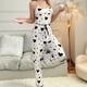 thumbnail image 4 of Pijama de Dos Piezas con Top Corto con Estampado de Corazones y Pantalones Anchos para Mujer. Ropa de Dormir para Estar en Casa. Amor Negro y L, 4 of 7