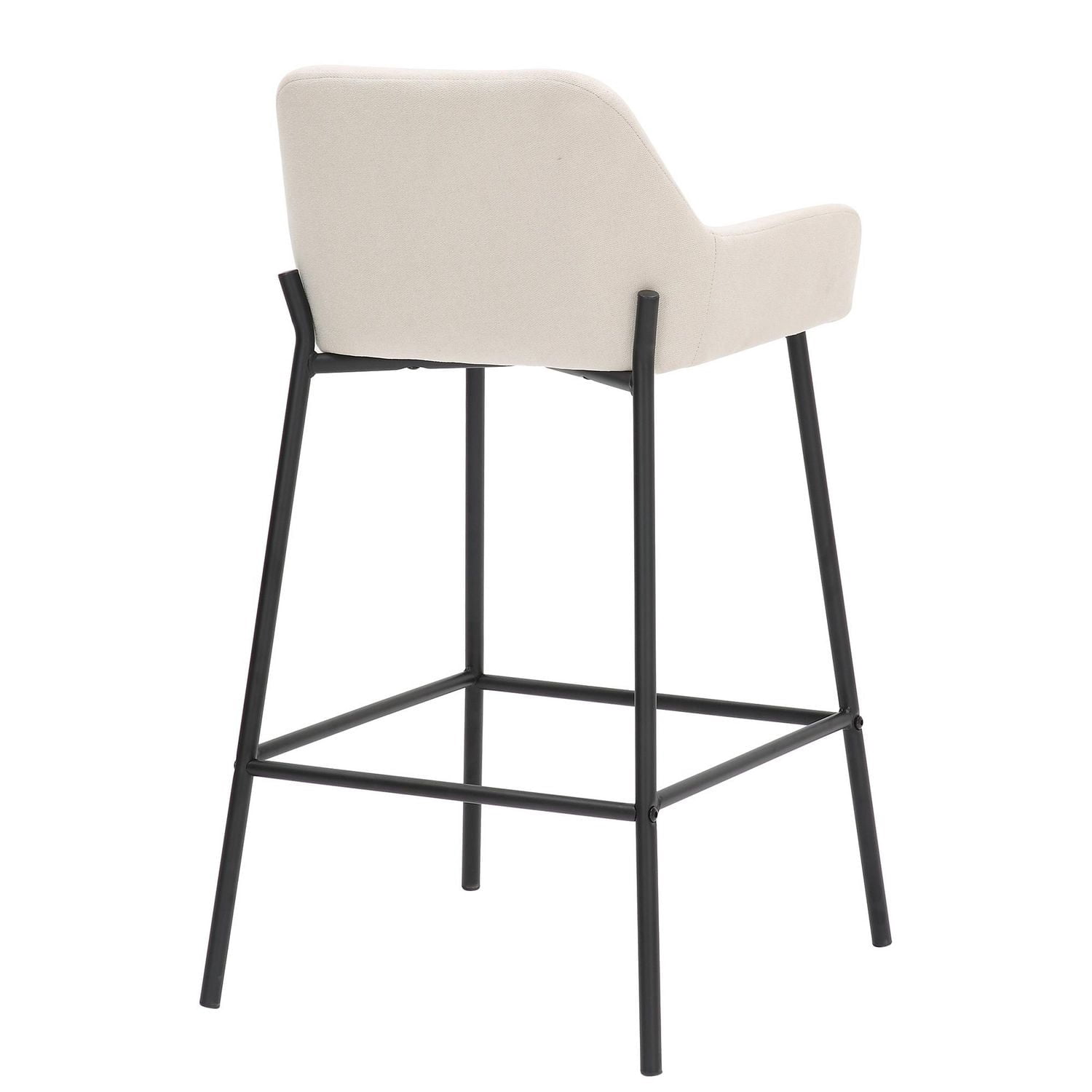 Tabouret de Comptoir, 26 po, Jeu de 2 Moderne en Velours et Métal - Gris et Noir