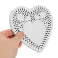 thumbnail image 5 of OUNONA 100pcs Heart Shaped Lace Paper Doilies for Valentine's Day Baking, Oil Absorbing Paper for Food Disposable Baking Paper Sheets for Cakes and Desserts, 5 of 8