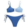 thumbnail image 4 of Triangle Bikini Sets for Women Tie Side Bottom Halter String Back Tie Color Blocked Top Two Piece Swimwear Bathing Suit(Green,M), 4 of 4