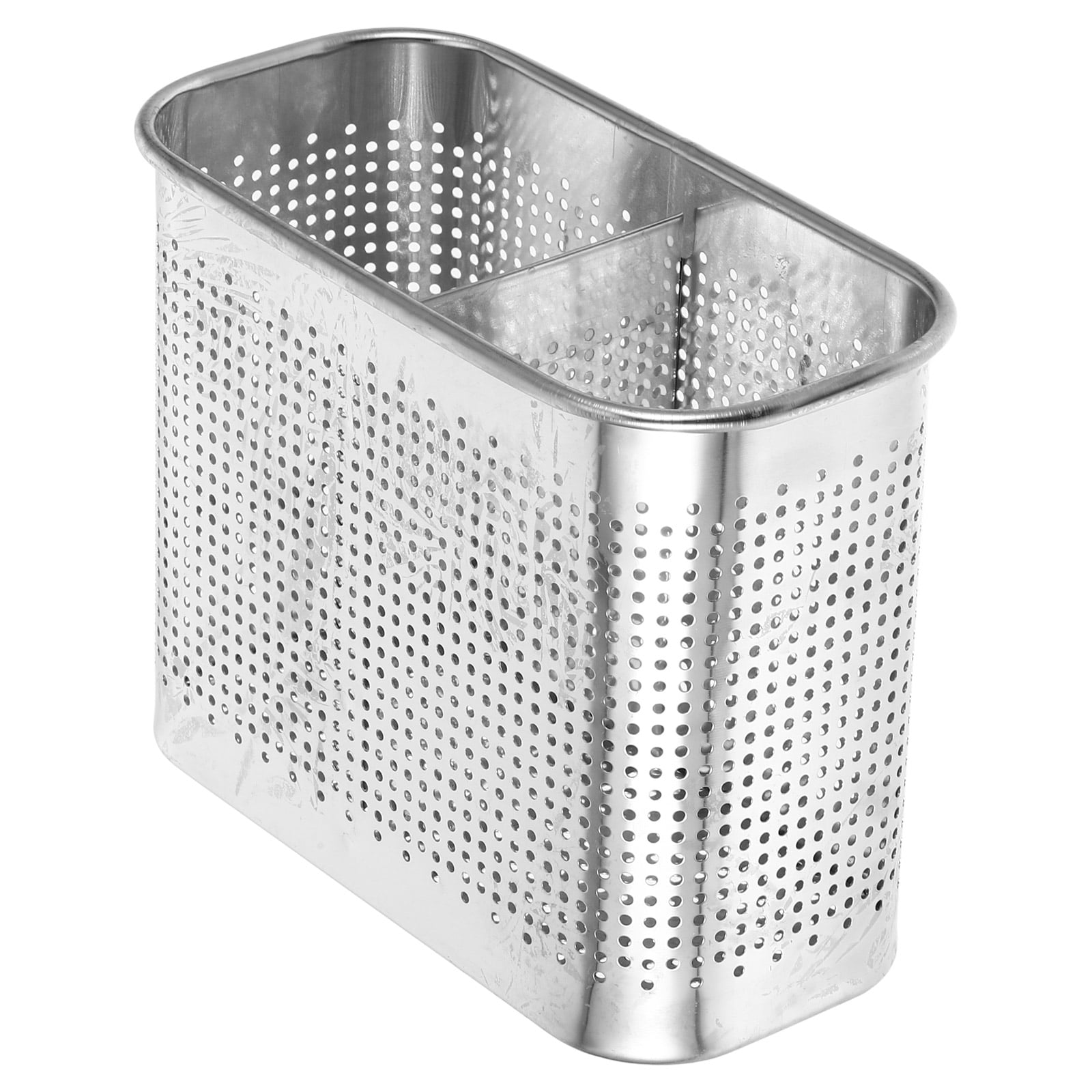 FRCOLOR 2pcs Stainless Steel Chopstick Holder Kitchen Wall Utensil Holder 2-compartment Spoon Holder Hanging Type Cutlery Holder Basket