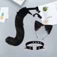 thumbnail image 1 of Faux Cat Ears Hair Hoop Furry Wolf Disfraz de cola larga Fiesta de Halloween Neck Cosplay Set , NEGRO Soledad Traje de juego de cosplay, 1 of 7