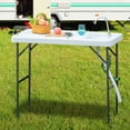thumbnail image 2 of Outsunny Folding Table Fish Table Cleaning Wash Table with Sink, Faucet and Spray Cleaner for BBQ Camping Picnic Garden 45"x23"x37" White, 2 of 9