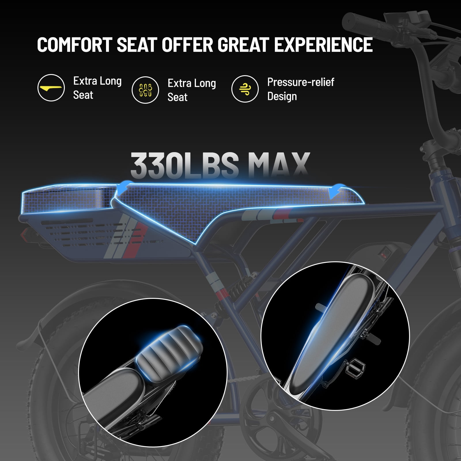 YareYi Electric Bike for Adults, 2000W Peak E-Mountain Bicycle, 20"x4" Fat Tire 30mph Ebike, 48V 624Wh Removable Battery 70Miles Range, 7 Speed and Full Suspension UL2849