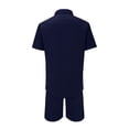 thumbnail image 5 of Pxiakgy Men'S Summer Breathable Two Piece Wrinkled Shirt Shorts Set Men'S Textured Beach Suit Navy + XXL, 5 of 5
