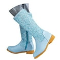 thumbnail image 3 of Kogui Toddler Cowboy Boots Girls Knee High Boots Fashion Lug Sole Side Zipper Tall Riding Boots for Toddler Little Kid Big Kid Size 3 (Sky Blue,Big Kids 3), 3 of 9