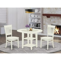 East West Furniture Sudbury 3-piece Dining Table and Chairs in Linen White