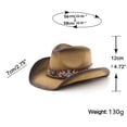 thumbnail image 3 of XIAOCHA Women's Breathable Straw Cowboy Hat Sun Protection Shapeable Brim Horse Riding Rodeo Cowgirl Hat,Beige, 3 of 3