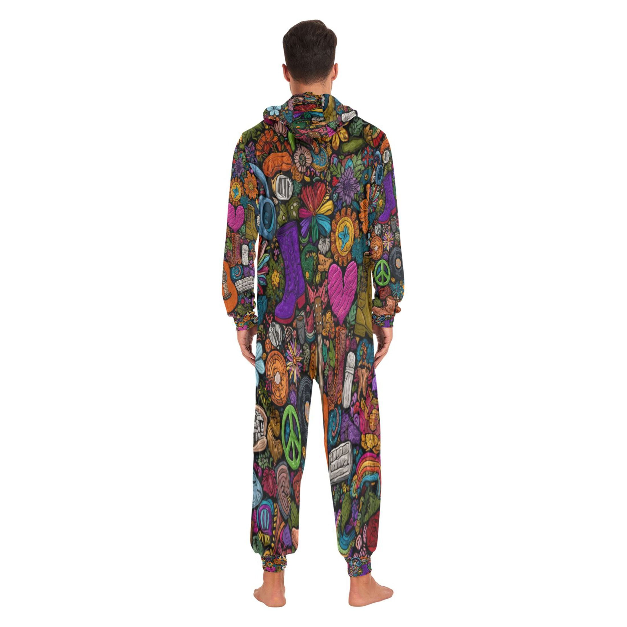1-Pack Onesie Jumpsuits For Men&Women Winter One Piece Zipper Pajamas Playsuit A Seamless Pattern Of Doodles