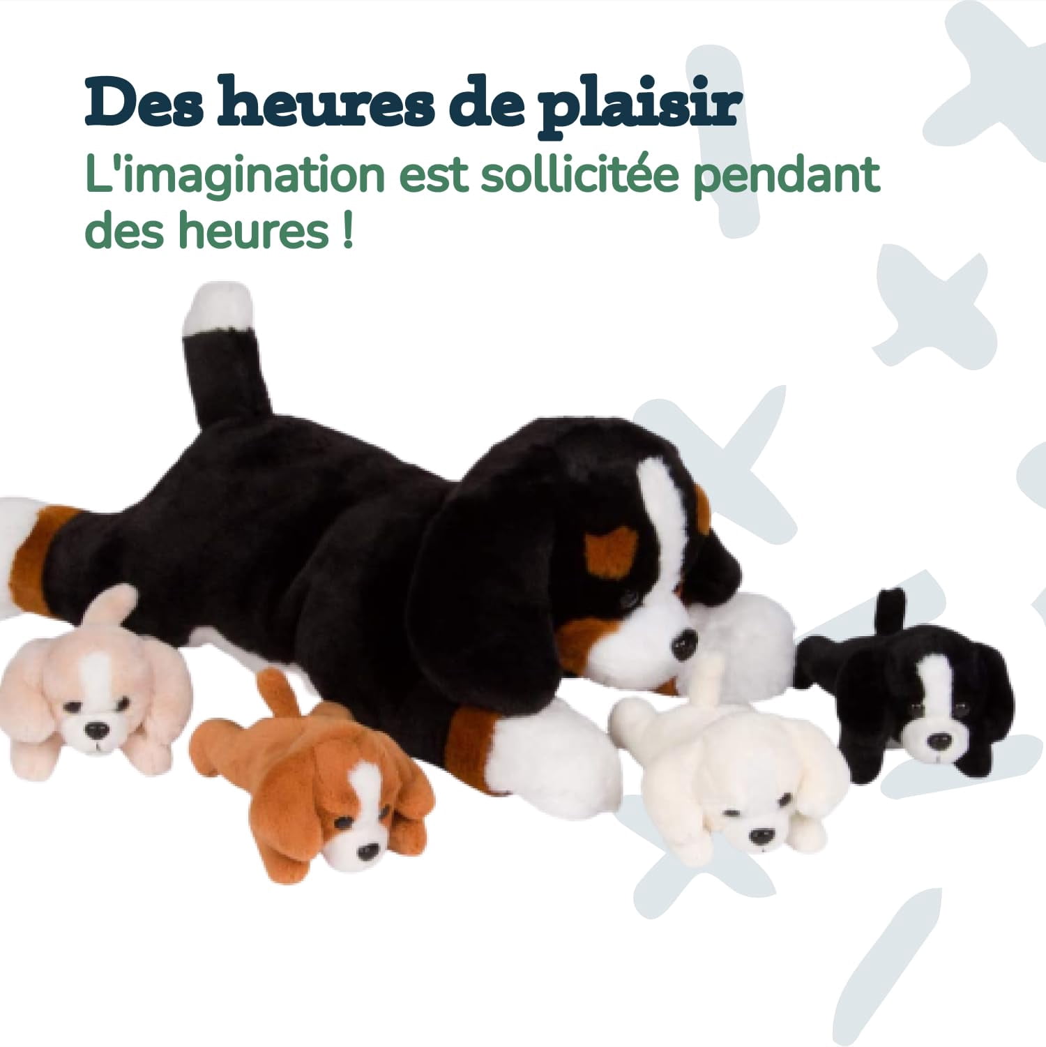 PixieCrush Dog Stuffed Animals - Bernese Mommy with 4 Puppies in Her Tummy - Huggable and Fluffy Dog Plushies for Imaginative Play - Plush Toys Suitable for Kids 3 Years Old and Above - 5" x 10" x 8"