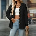 thumbnail image 5 of Stichou Womens Boyfriend Shirts Casual Long Sleeve Button Down Oversized Waffle Knit Shacket Jacket Black S, 5 of 6