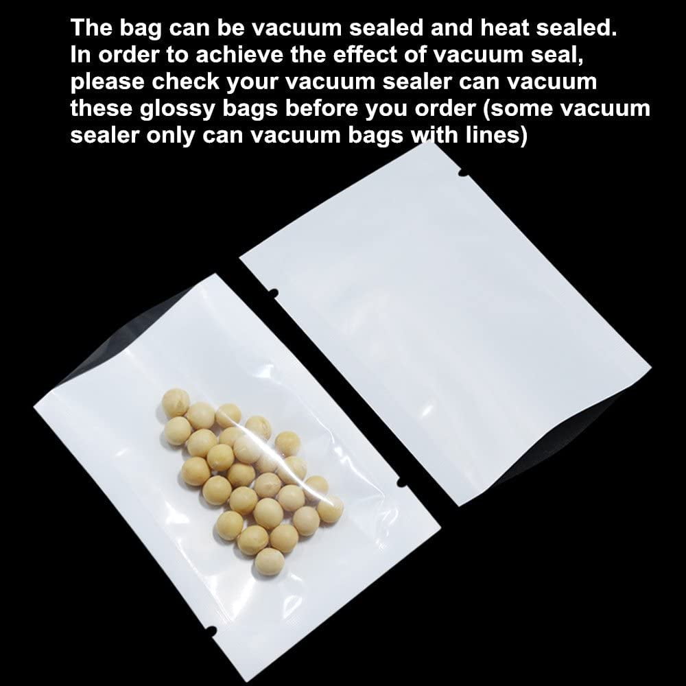 PABCK 300 Pcs 2.4x3.5 inch (Usable Size 2x3.1 inch) White Front Clear Open  Top 2.8mil Plastic Heat Seal Bags Vacuum Sealable Pouch Bag for Food
