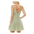 thumbnail image 2 of SPEECHLESS Womens Green Zippered Ruffled Side Tie Cutout Back Gingham Sleeveless Surplice Neckline Short Faux Wrap Dress M, 2 of 4