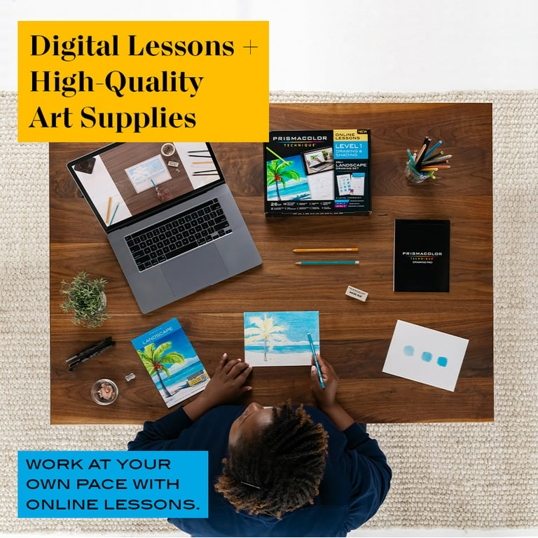 Prismacolor Technique, Art Supplies & Digital Art Lessons, Level 1 Bundle,  47 ct