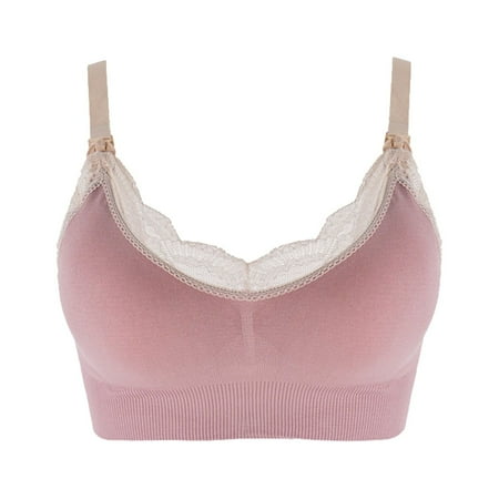 Pavied Nursing Bras Wireless Bras Seamless Bras Plus Size Version Pregnant Before Opening Maternity Sports Pregnant Tube Top Wireless Seamless Breast Feeding Bra Womens Bras Clearance Rose Gold L