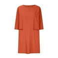 thumbnail image 3 of Gspmoly Robes Grande Taille pour Femmes aux Formes, Robe Décontractée Unie pour Femmes avec Poches, Manches Mi-Longues, Col Rond, Robes de Mariage pour Femmes jusqu'à 70 % de Rabais, 3 of 5